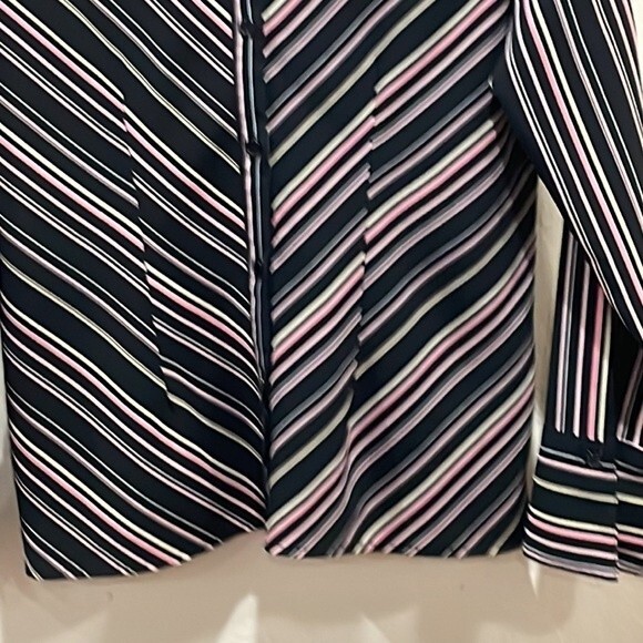 Vintage Fred David 70's Striped Stretch Shirt Turn Back French Cuffs - Size M - Picture 5 of 8